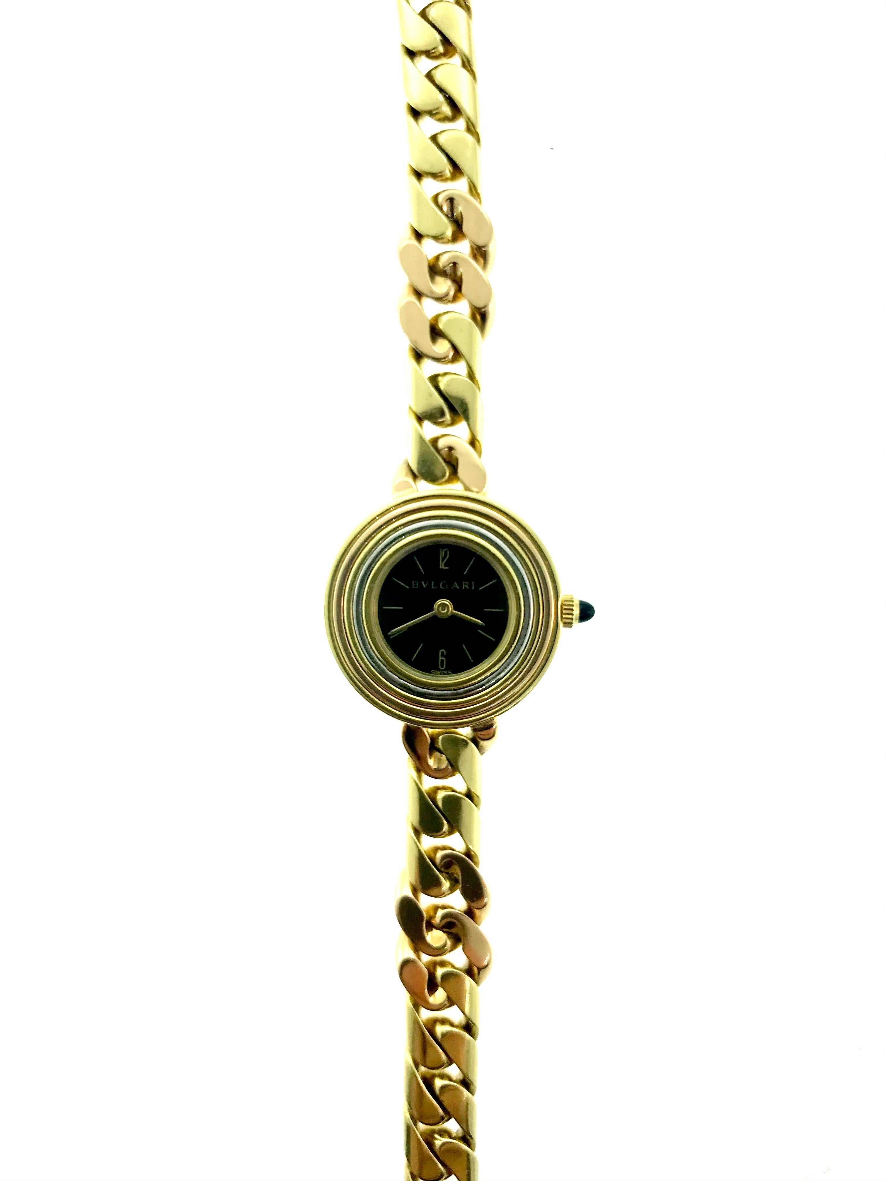Exquisite tri-color 18k gold watch by Bulgari from Piccola Catene (