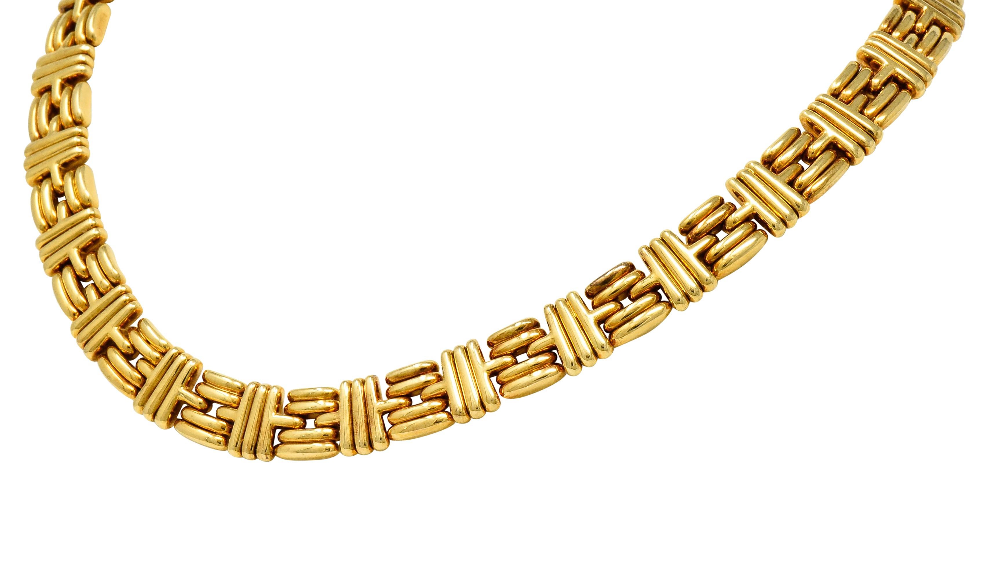 Contemporary Bulgari 1980s Vintage 18 Karat Gold Italian Ribbed Link Collar Necklace