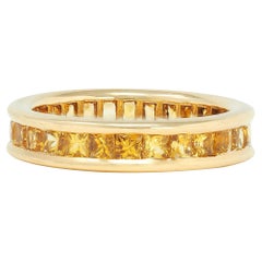 Bulgari 1980's Zafiro Amarillo Oro Amarillo 18K Anillo Eternidad Vintage