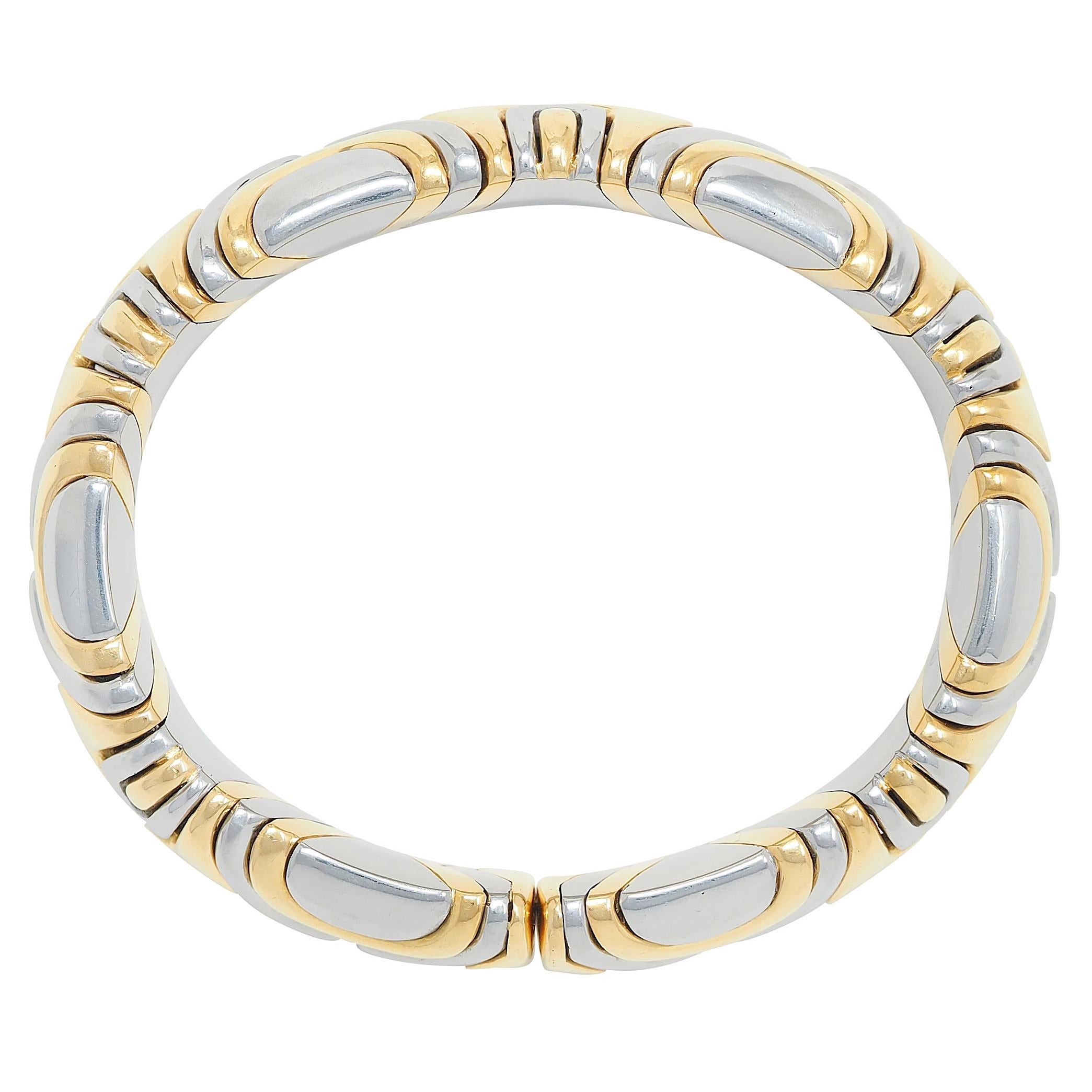 Bulgari 1988 Oro de 18 quilates Acero inoxidable Pulsera Alveare Vintage en venta 1