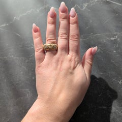 Bulgari 1988 Diamond 18 Karat Yellow Gold Vintage Alveare Cuff Band Ring