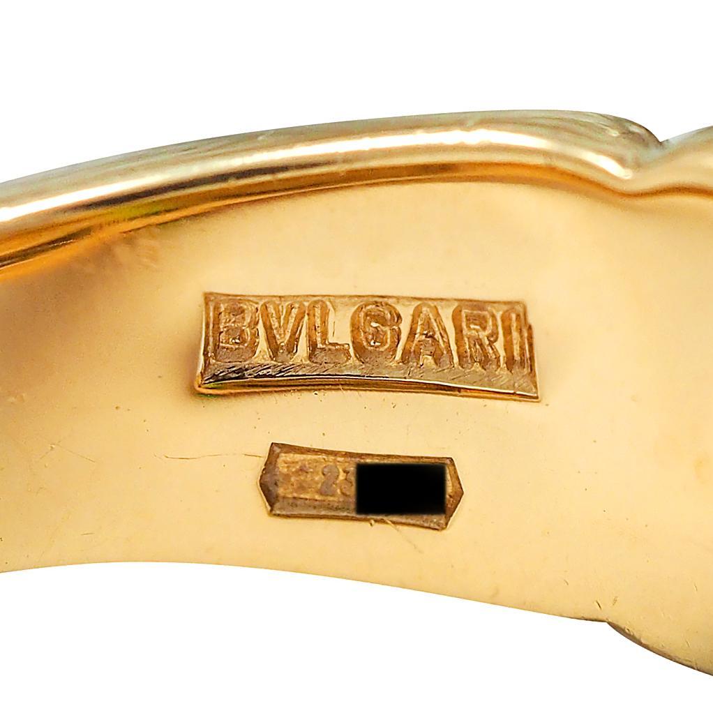 Bulgari 1990 1.96 CTW Diamond Peridot 18 Karat Gold Vintage Passo Doppio Ring For Sale 1