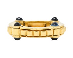 Bulgari 1990s 1.12 CTW Sapphire Cabochon 18 Karat Gold Hinged Vintage Band Ring