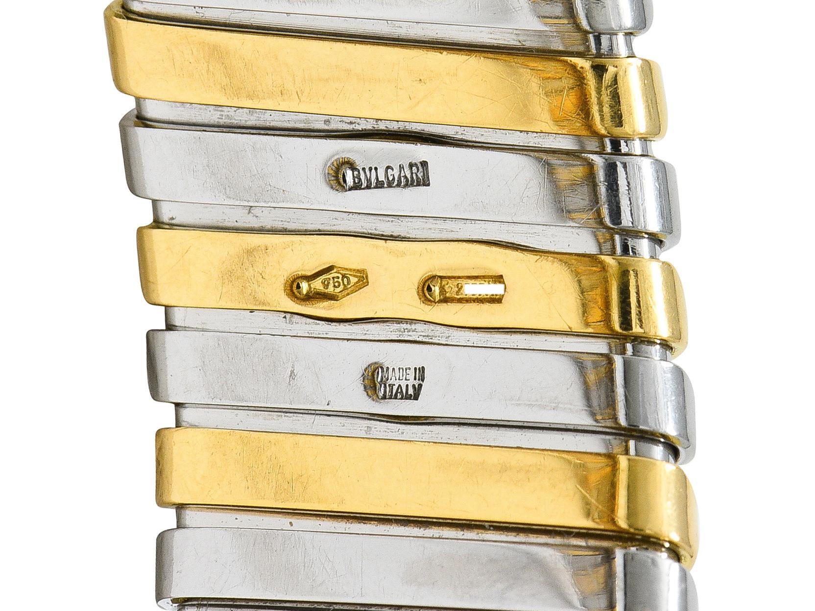 Bracciale Bulgari anni '90 in oro 18 carati e acciaio inossidabile Tubogas Vintage in vendita 2