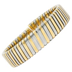 Bracciale Bulgari anni '90 in oro 18 carati e acciaio inossidabile Tubogas Vintage