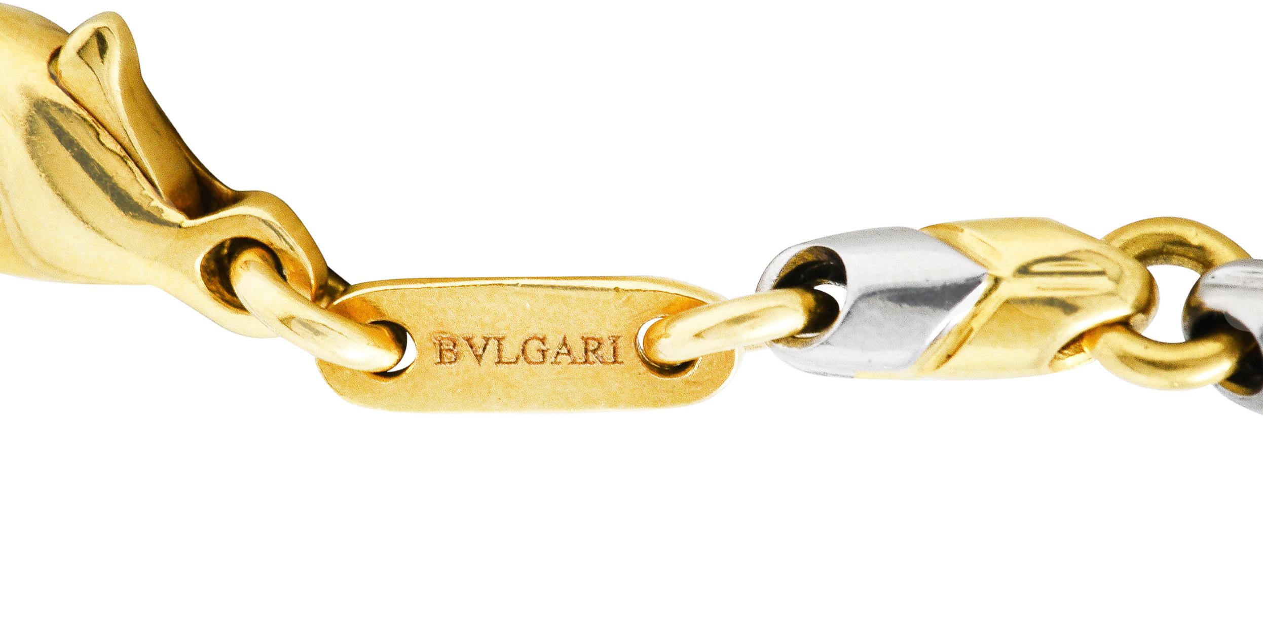 Bulgari 1990's 18 Karat Two-Tone Gold Passo Doppio Chain Vintage Necklace In Excellent Condition In Philadelphia, PA