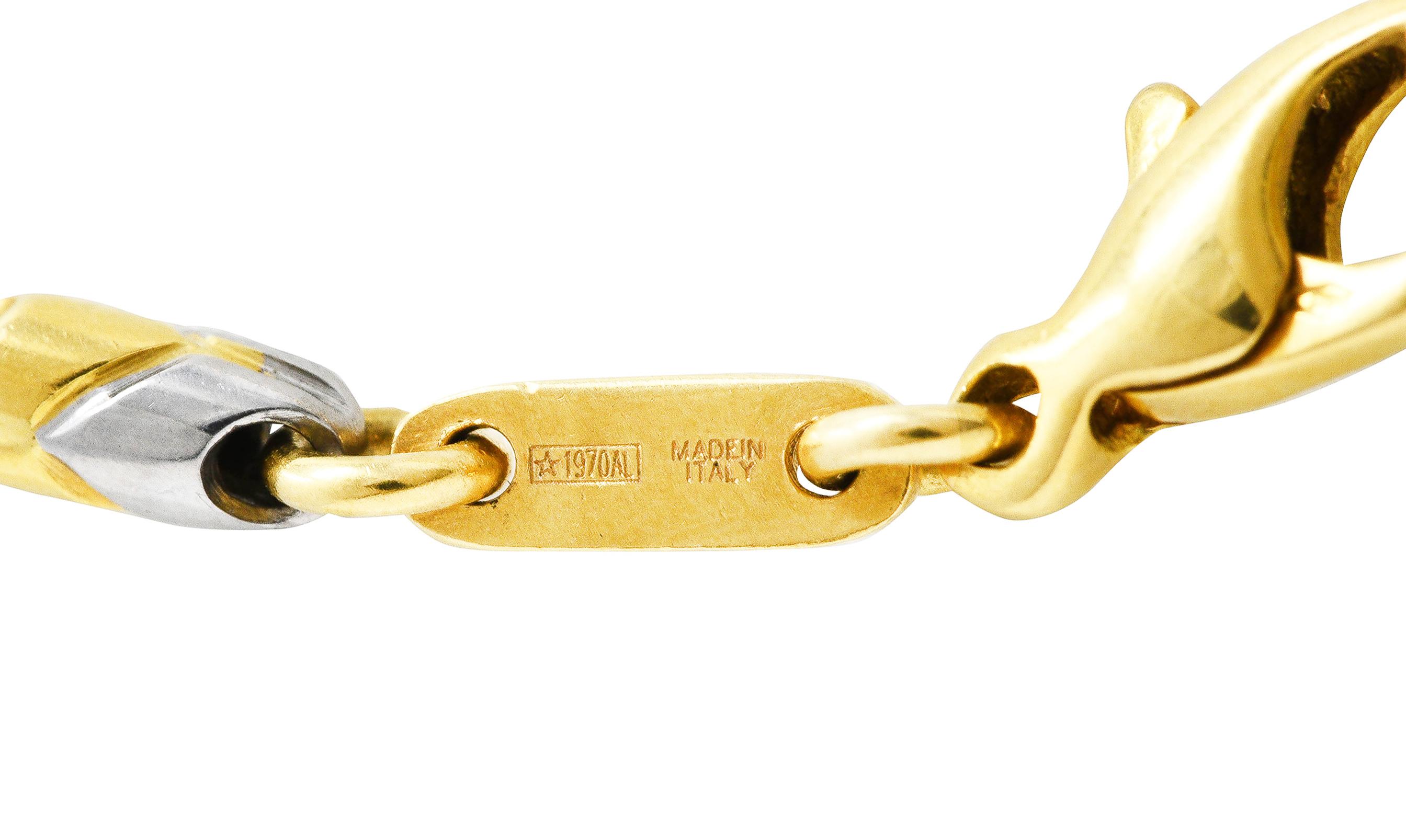 Women's or Men's Bulgari 1990's 18 Karat Two-Tone Gold Passo Doppio Chain Vintage Necklace