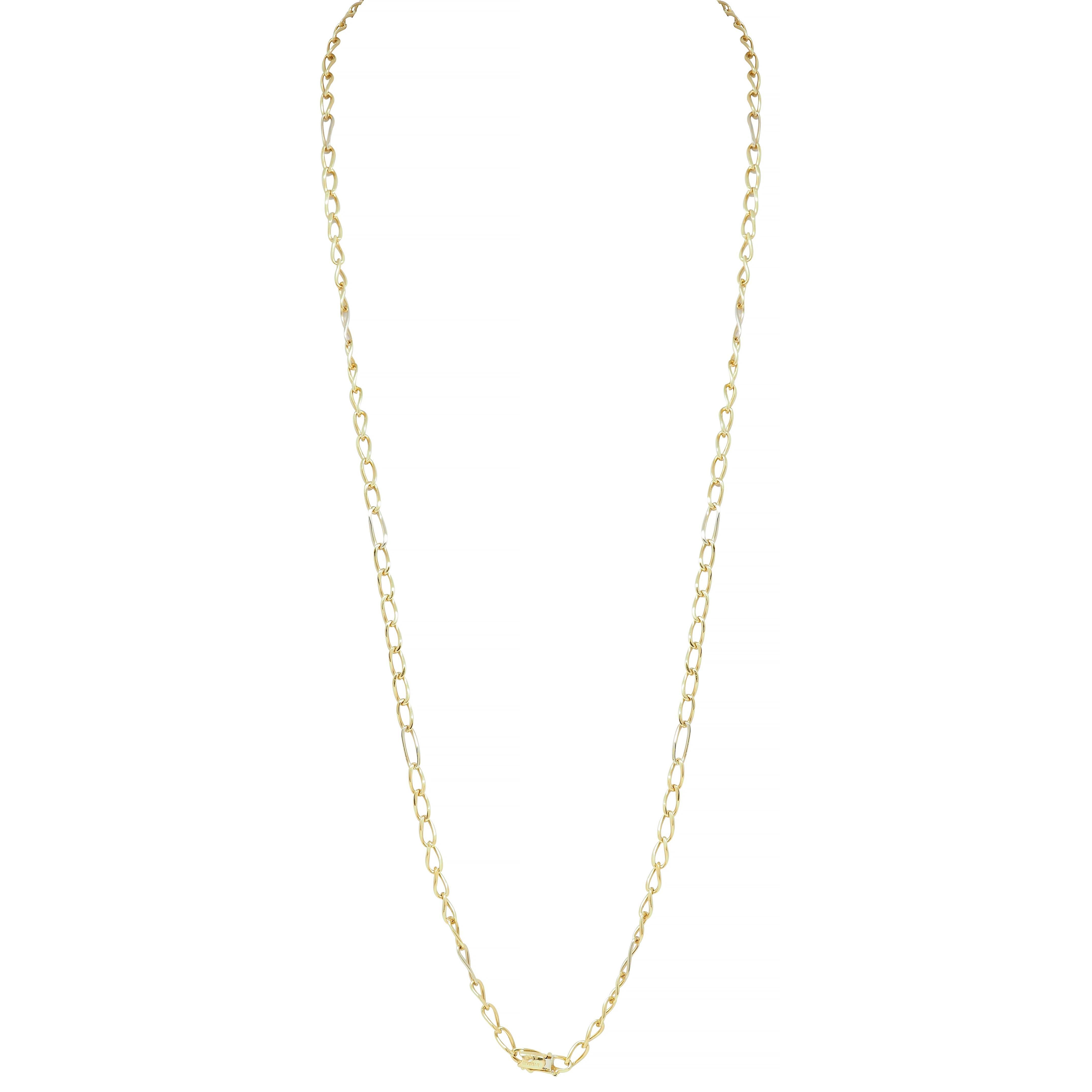 Bulgari 1990's 18 Karat Two-Tone Gold Vintage Unisex Oval Link Chain Necklace For Sale 1