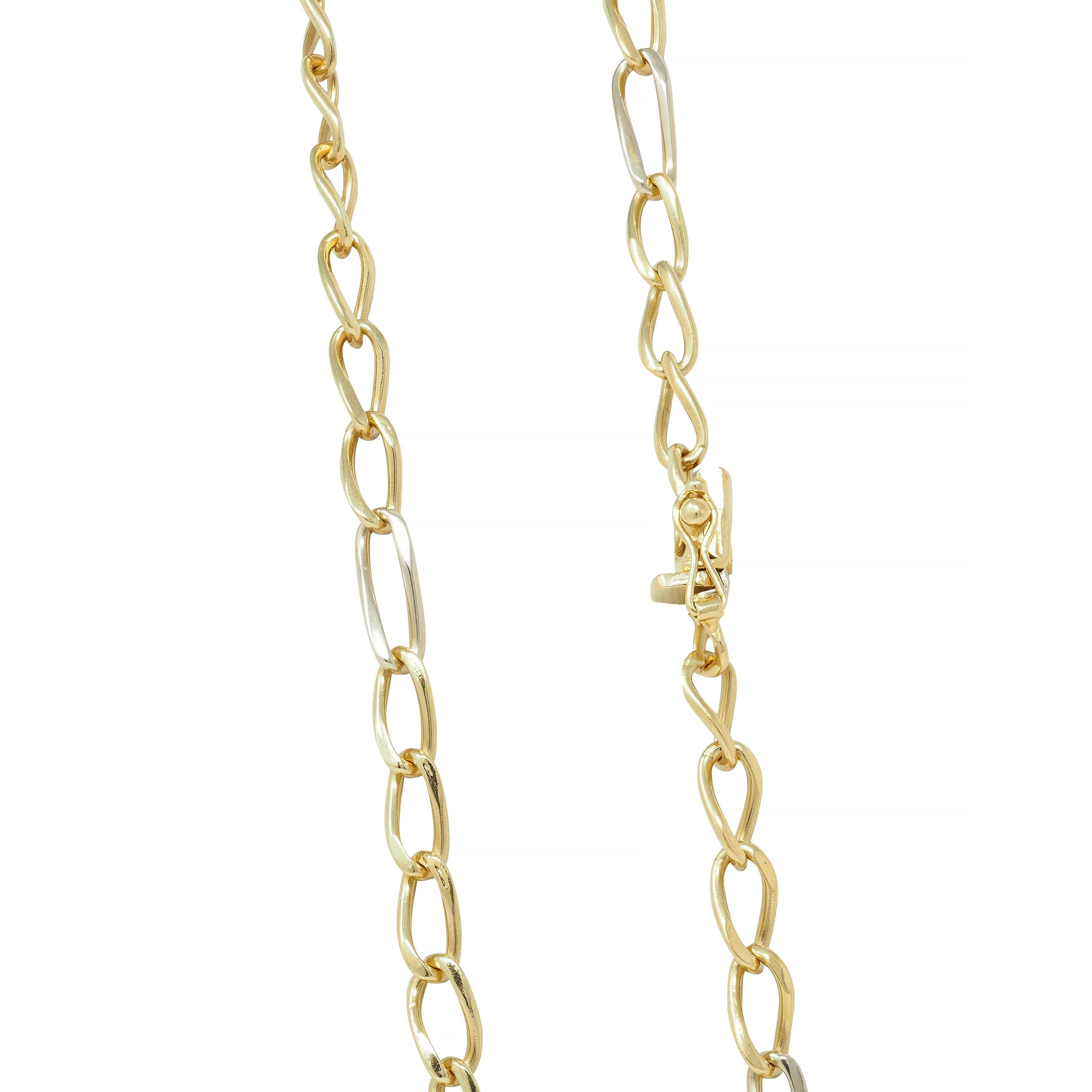 Bulgari 1990's 18 Karat Two-Tone Gold Vintage Unisex Oval Link Chain Necklace For Sale 3