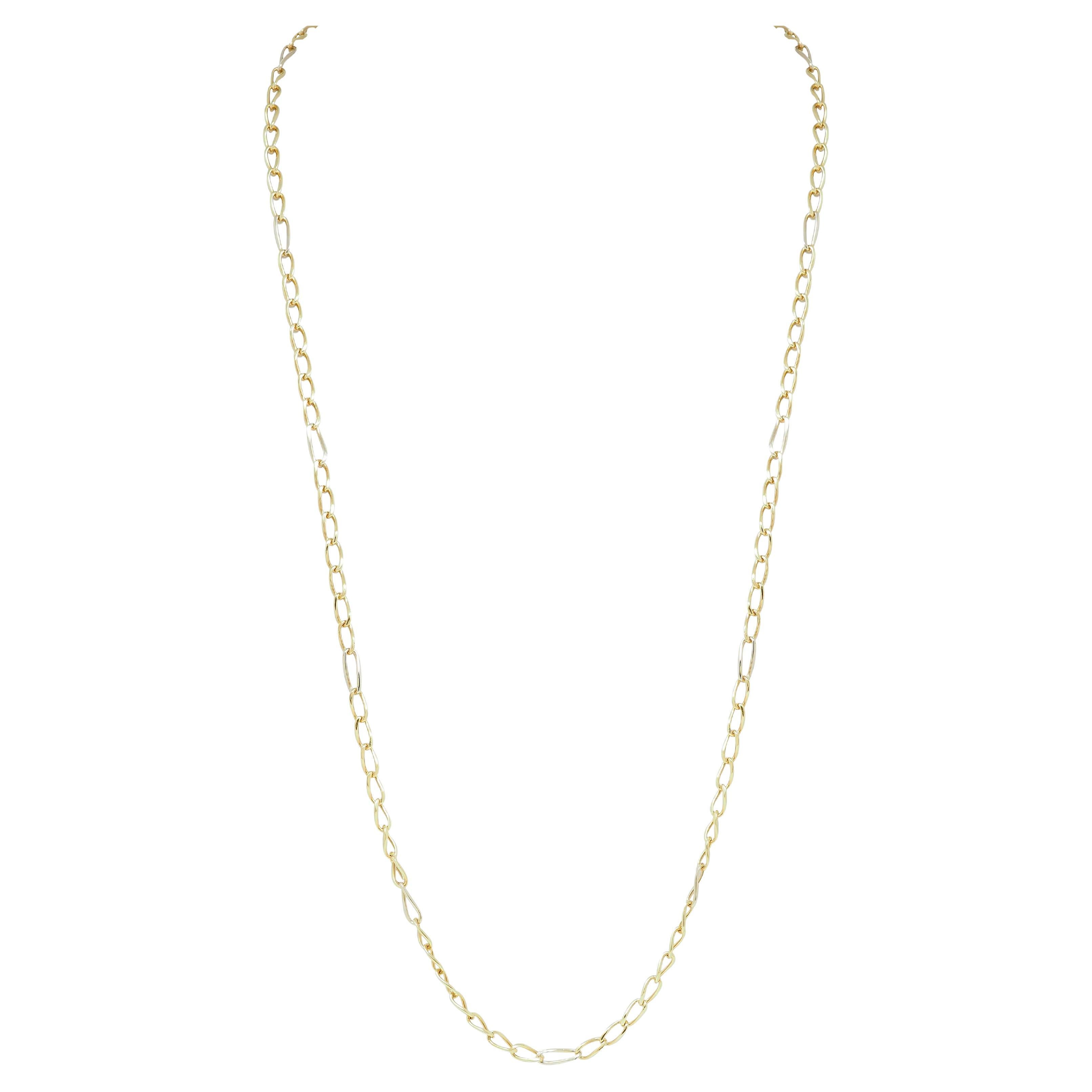 Bulgari 1990's 18 Karat Two-Tone Gold Vintage Unisex Oval Link Chain Necklace