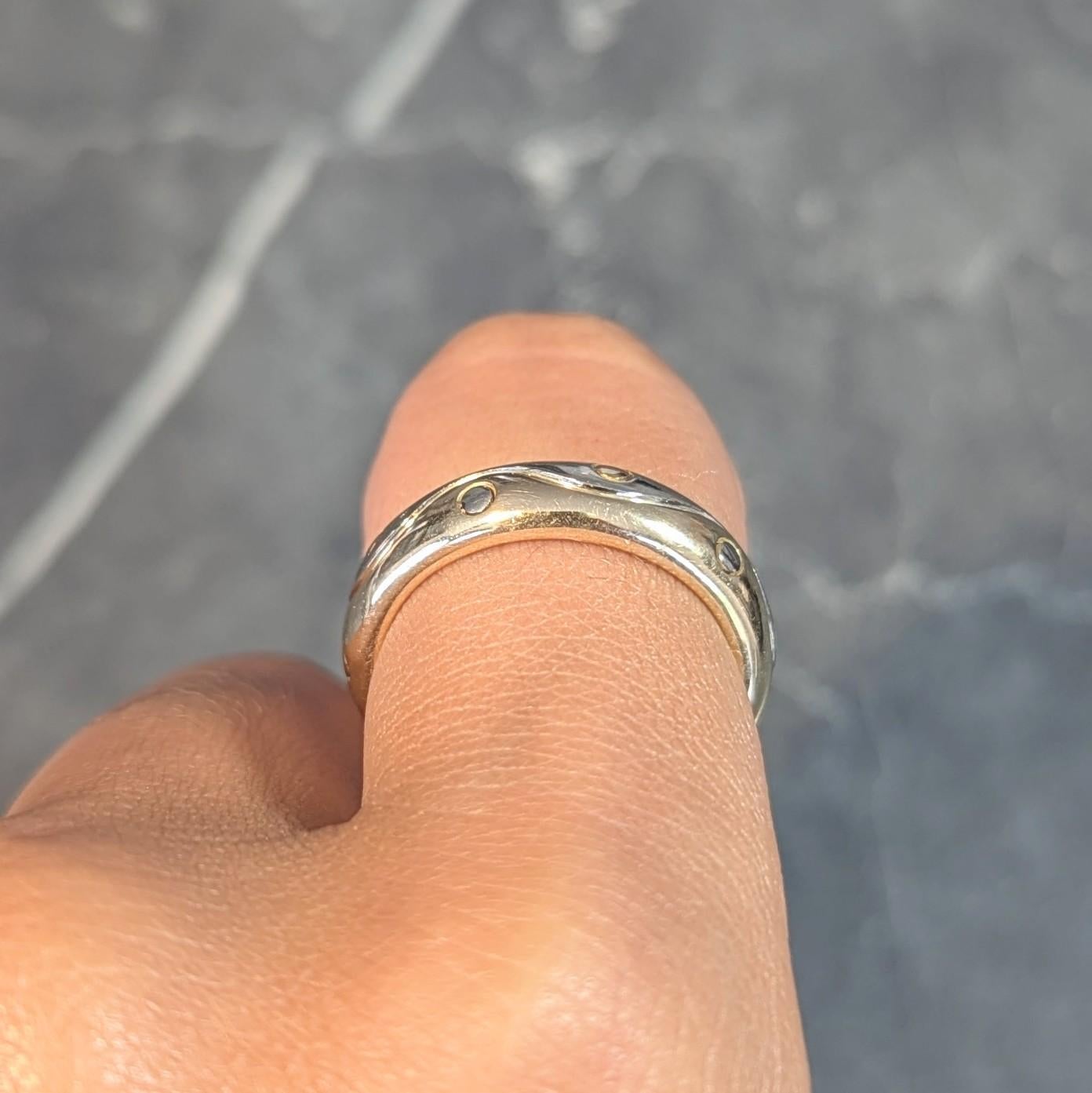 Bulgari 1990's 18 Karat Two-Tone Yellow White Gold Onda Vintage Band Ring 7