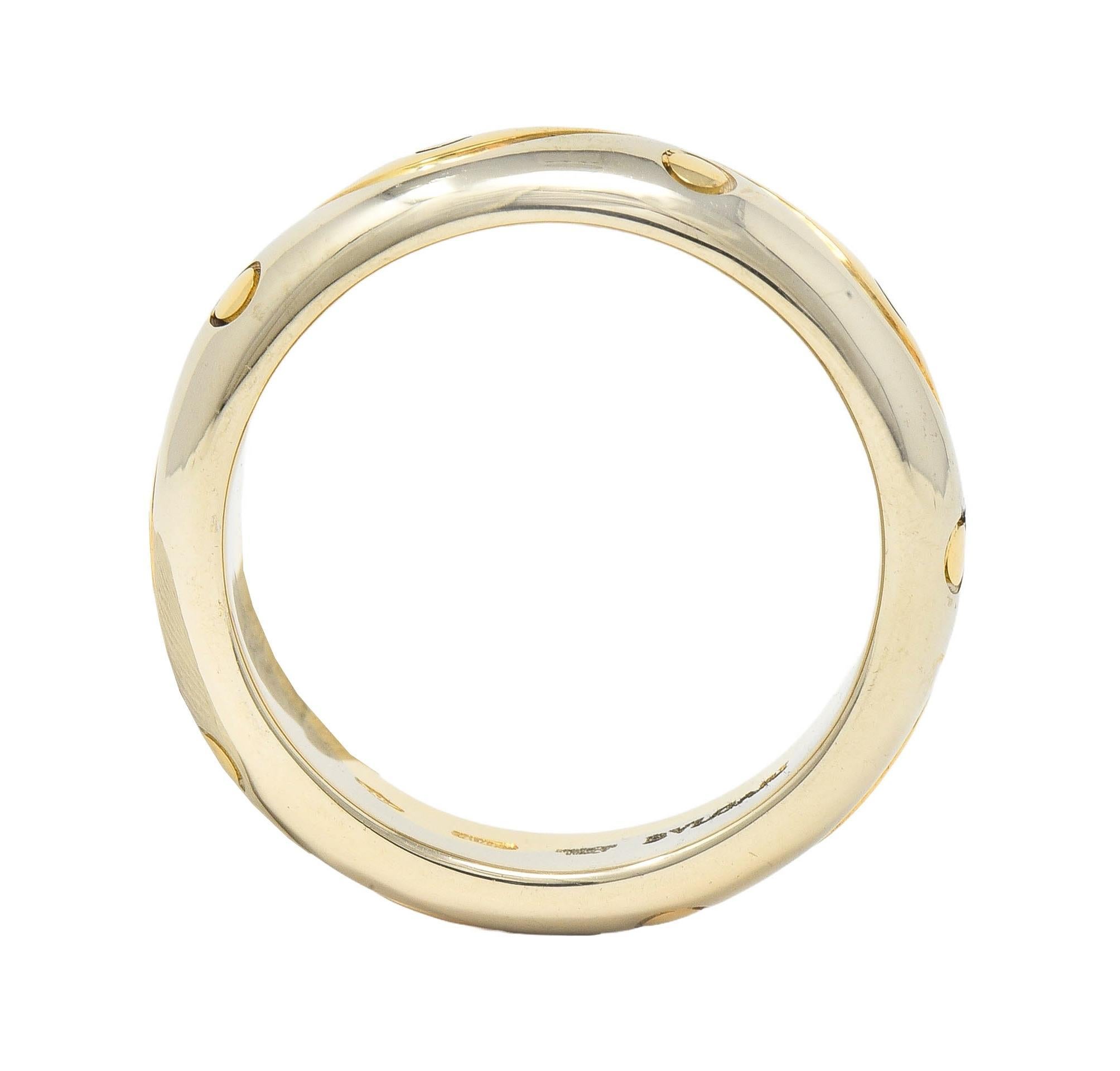 Bulgari 1990's 18 Karat Two-Tone Yellow White Gold Onda Vintage Band Ring 5