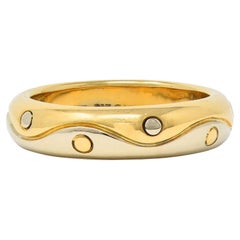 Bulgari 1990's 18 Karat Two-Tone Yellow White Gold Onda Vintage Band Ring