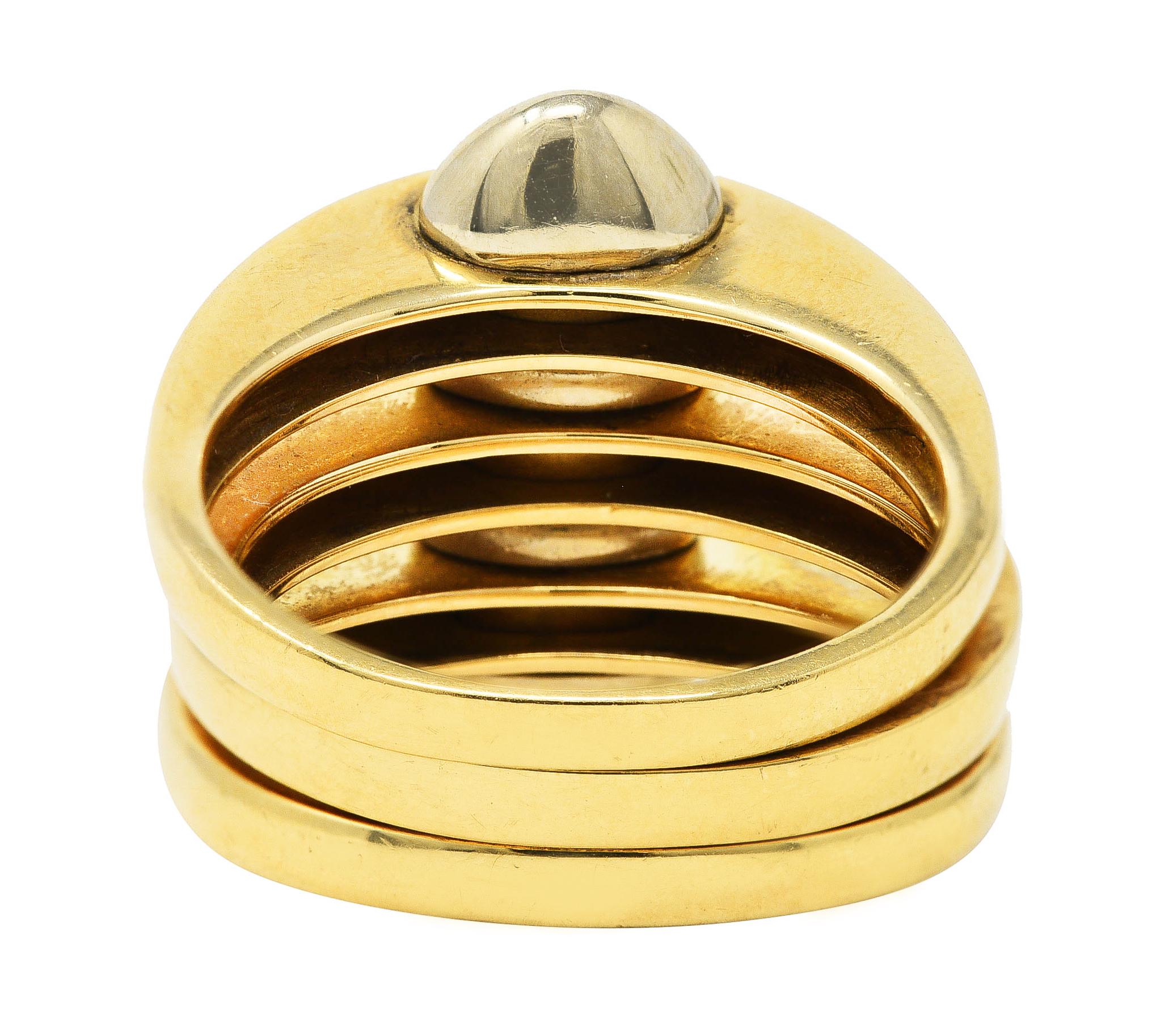 Contemporary Bulgari 1990's 18 Karat Two-Tone Yellow White Gold Triple Vintage Band Ring