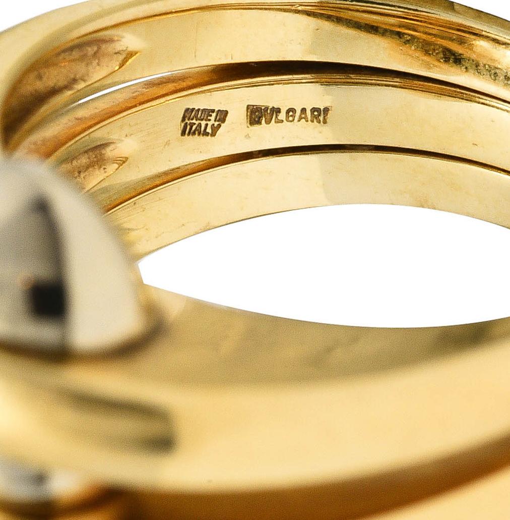 Bulgari 1990's 18 Karat Two-Tone Yellow White Gold Triple Vintage Band Ring 1
