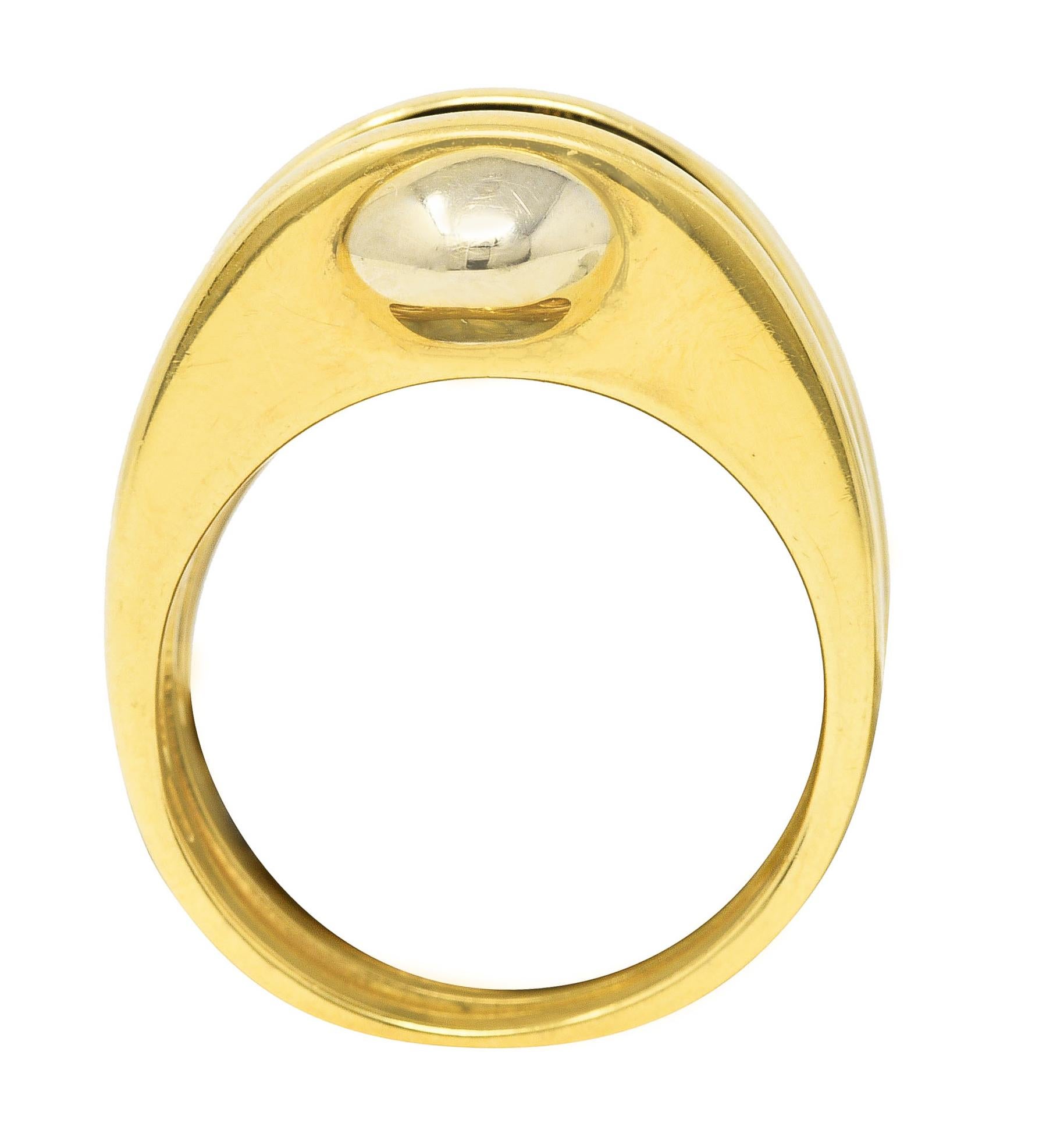 Bulgari 1990's 18 Karat Two-Tone Yellow White Gold Triple Vintage Band Ring 2
