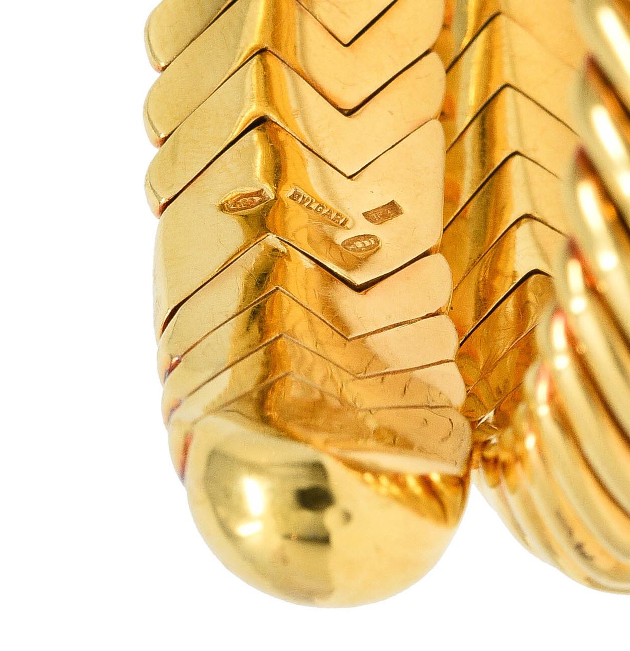 Bulgari 1990's 18 Karat Yellow Gold Chevron Spiga Wrap Vintage Bangle ...