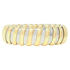 Bulgari 1990s 18 Karat Yellow Gold Stainless Steel Tubogas Vintage Cuff Bracelet