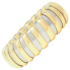 Bulgari 1990s 18 Karat Yellow Gold Stainless Steel Tubogas Vintage Cuff Bracelet