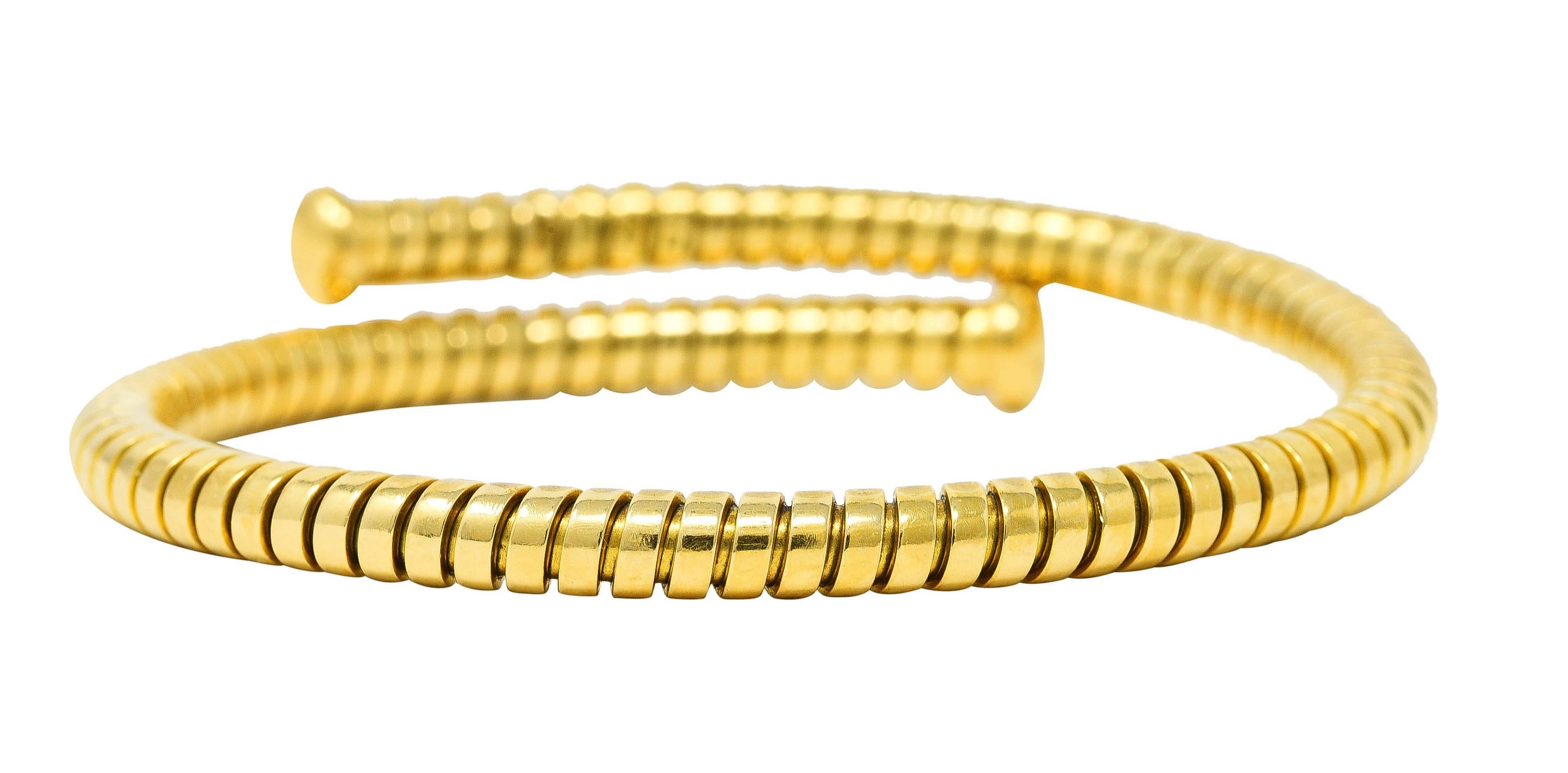 Contemporary Bulgari 1990's 18 Karat Yellow Gold Tubogas Wrap Vintage Cuff Bracelet