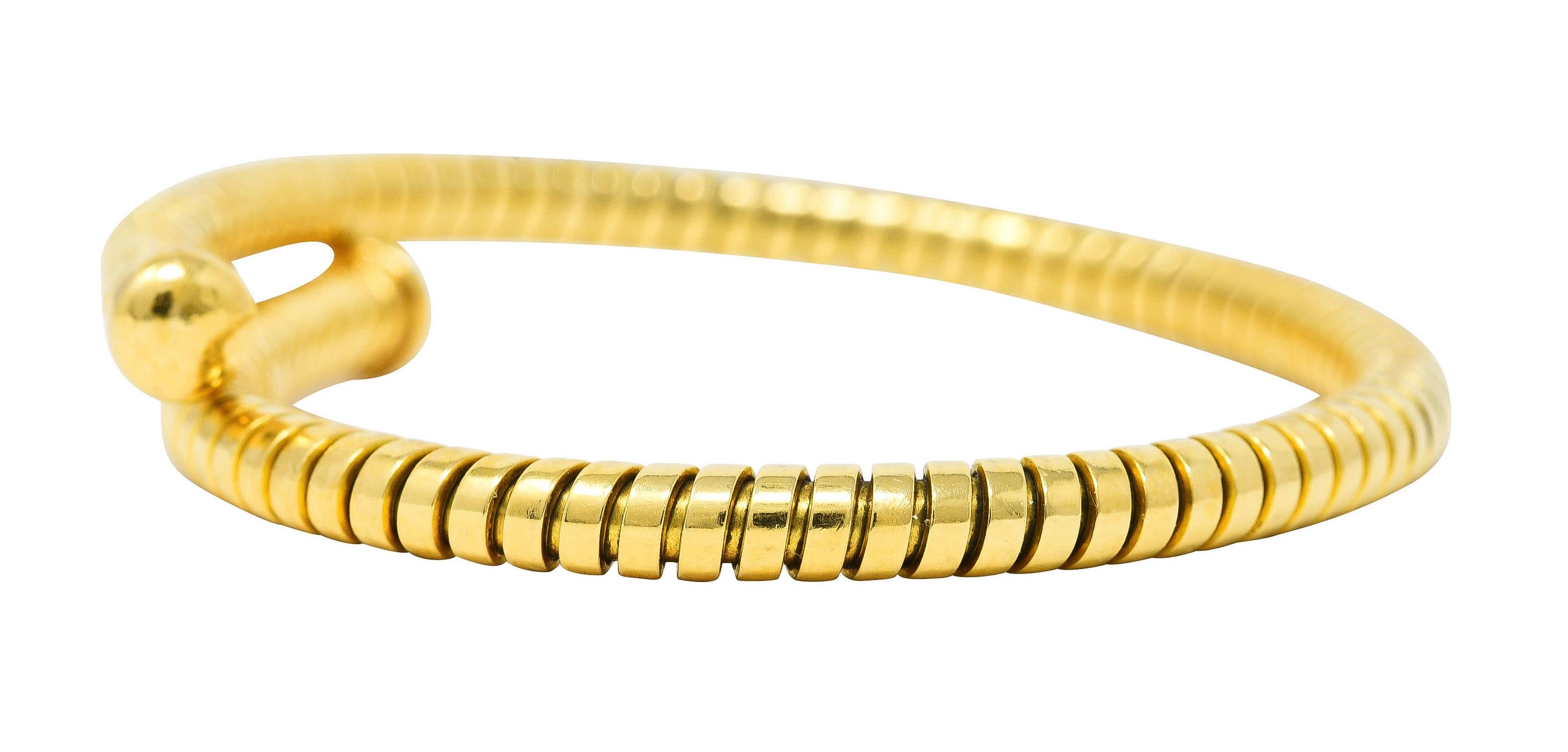 Bulgari 1990's 18 Karat Yellow Gold Tubogas Wrap Vintage Cuff Bracelet In Excellent Condition In Philadelphia, PA