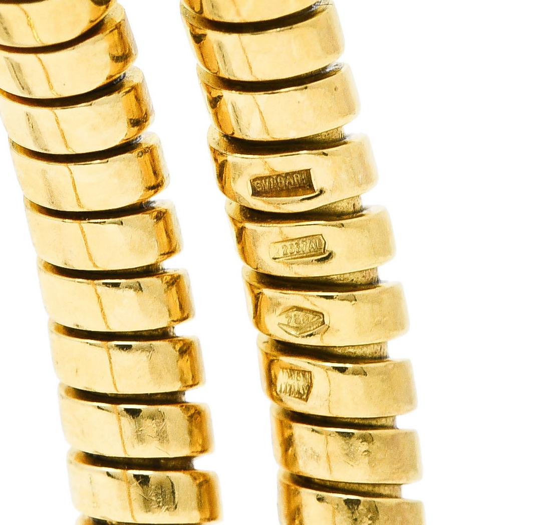 Women's or Men's Bulgari 1990's 18 Karat Yellow Gold Tubogas Wrap Vintage Cuff Bracelet