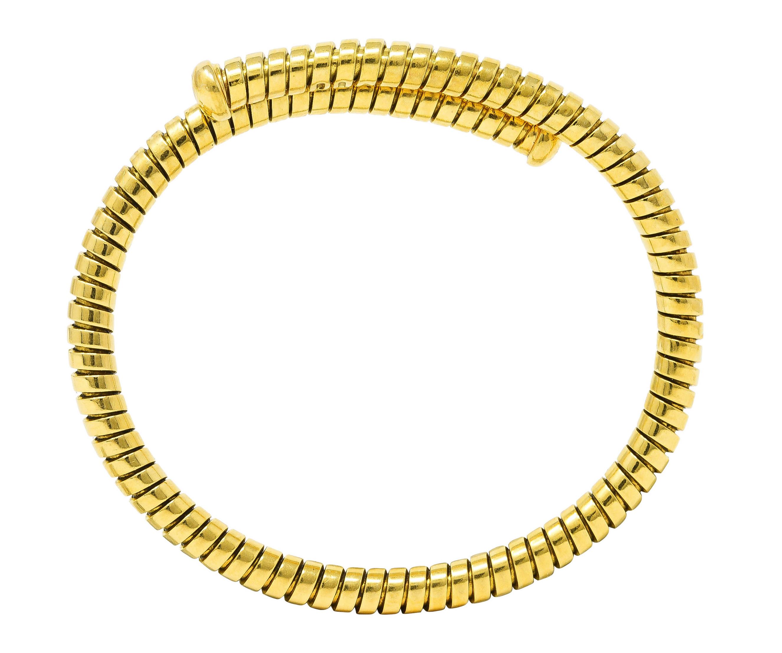 Bulgari 1990's 18 Karat Yellow Gold Tubogas Wrap Vintage Cuff Bracelet 2