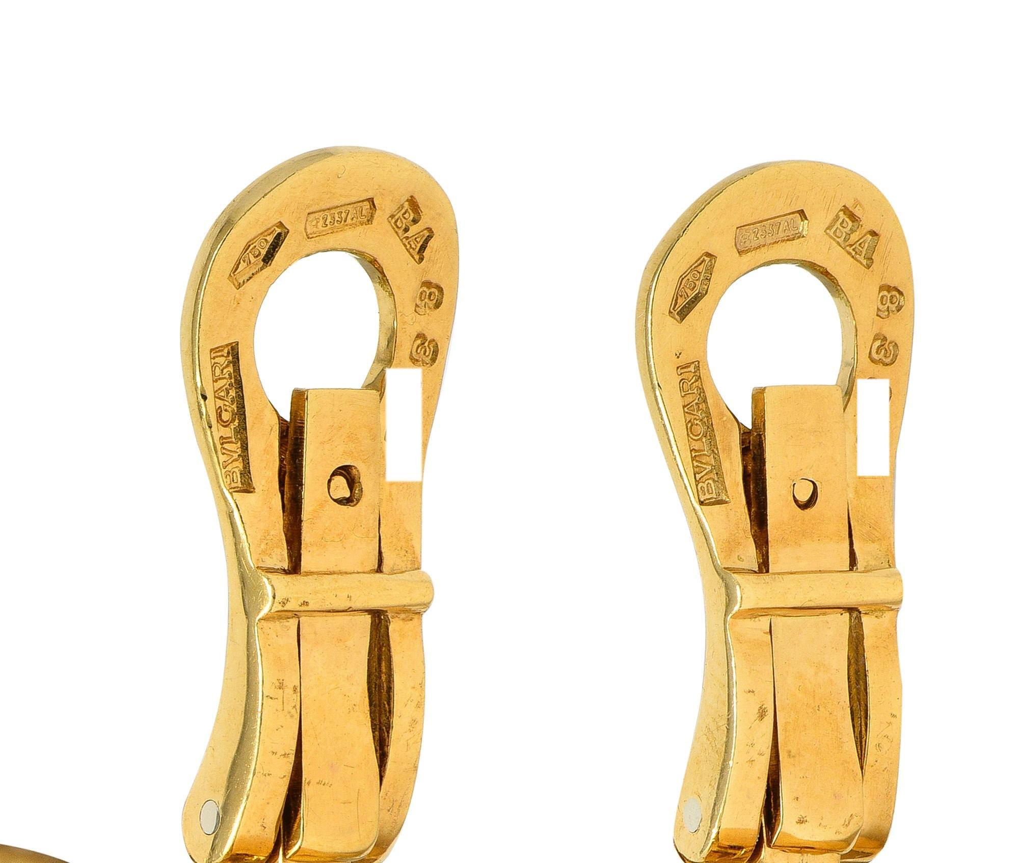 Bulgari 1990's 18 Karat Yellow Gold Vintage Alveare J-Hoop Ear-Clip Earrings For Sale 2
