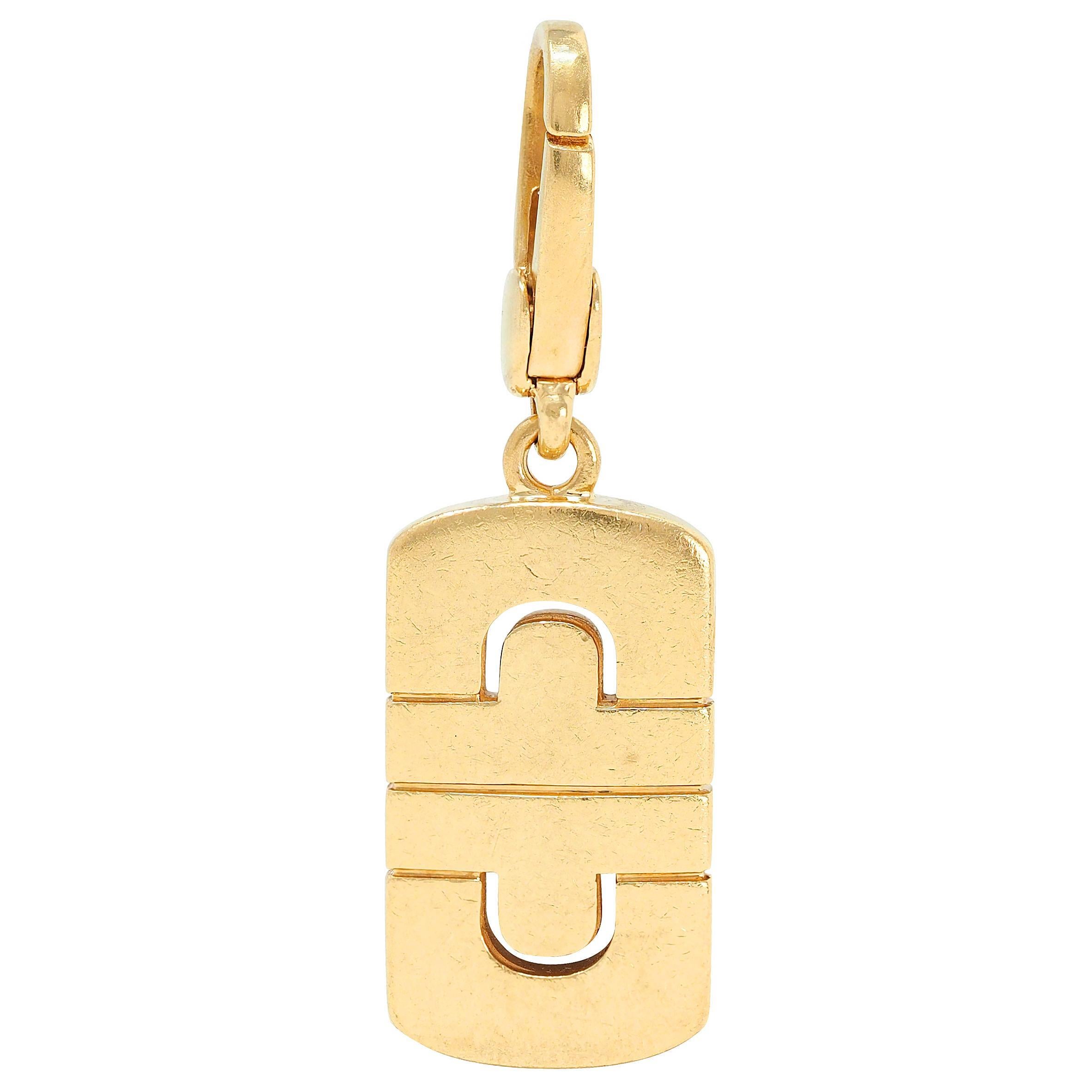 Bulgari 1990's 18 Karat Gelbgold Vintage Parentesi Anhänger Charme (Moderne) im Angebot