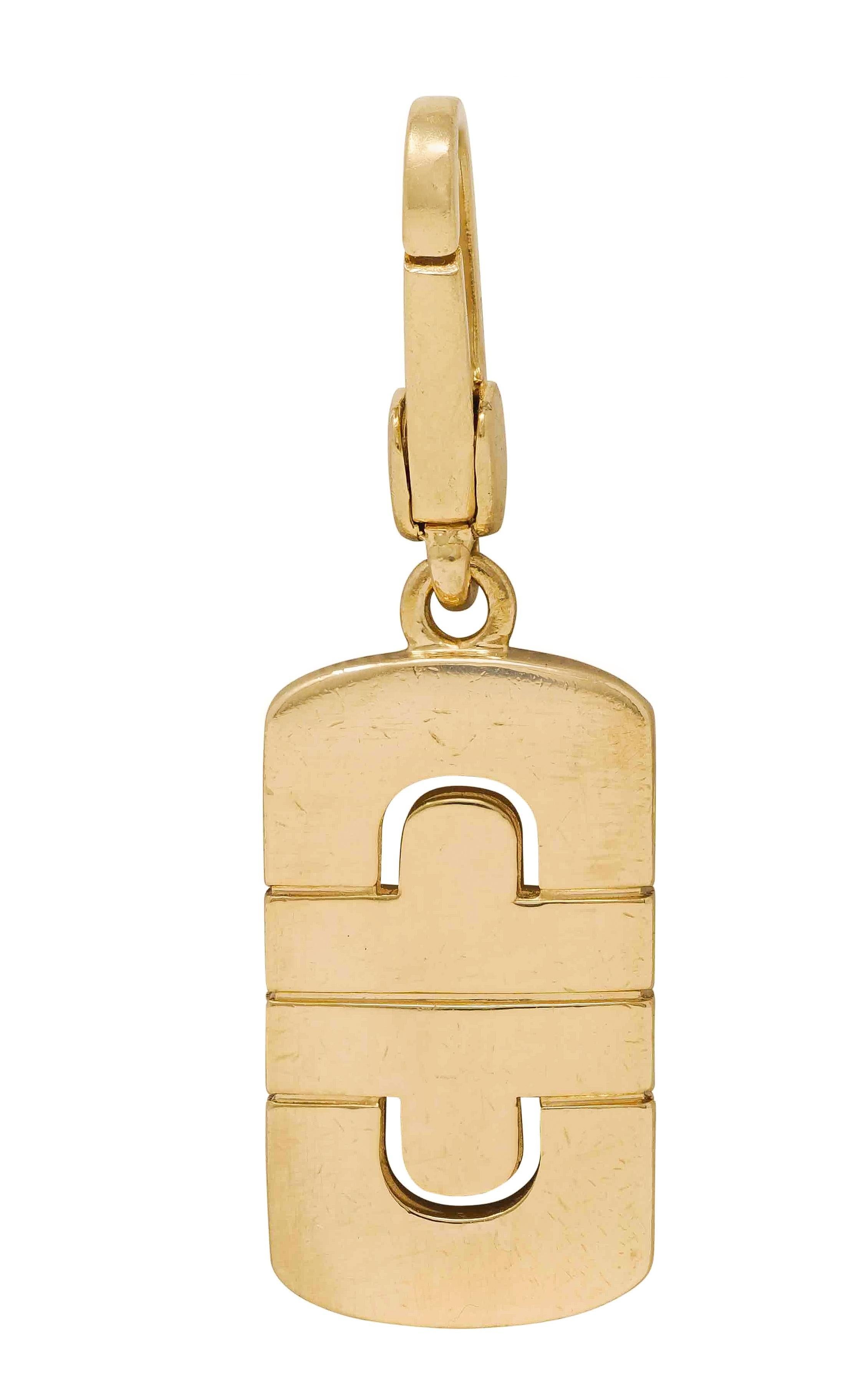 Moderne Bulgari 1990's Or Jaune 18 Karat Pendentif Parentesi Vintage Charm en vente