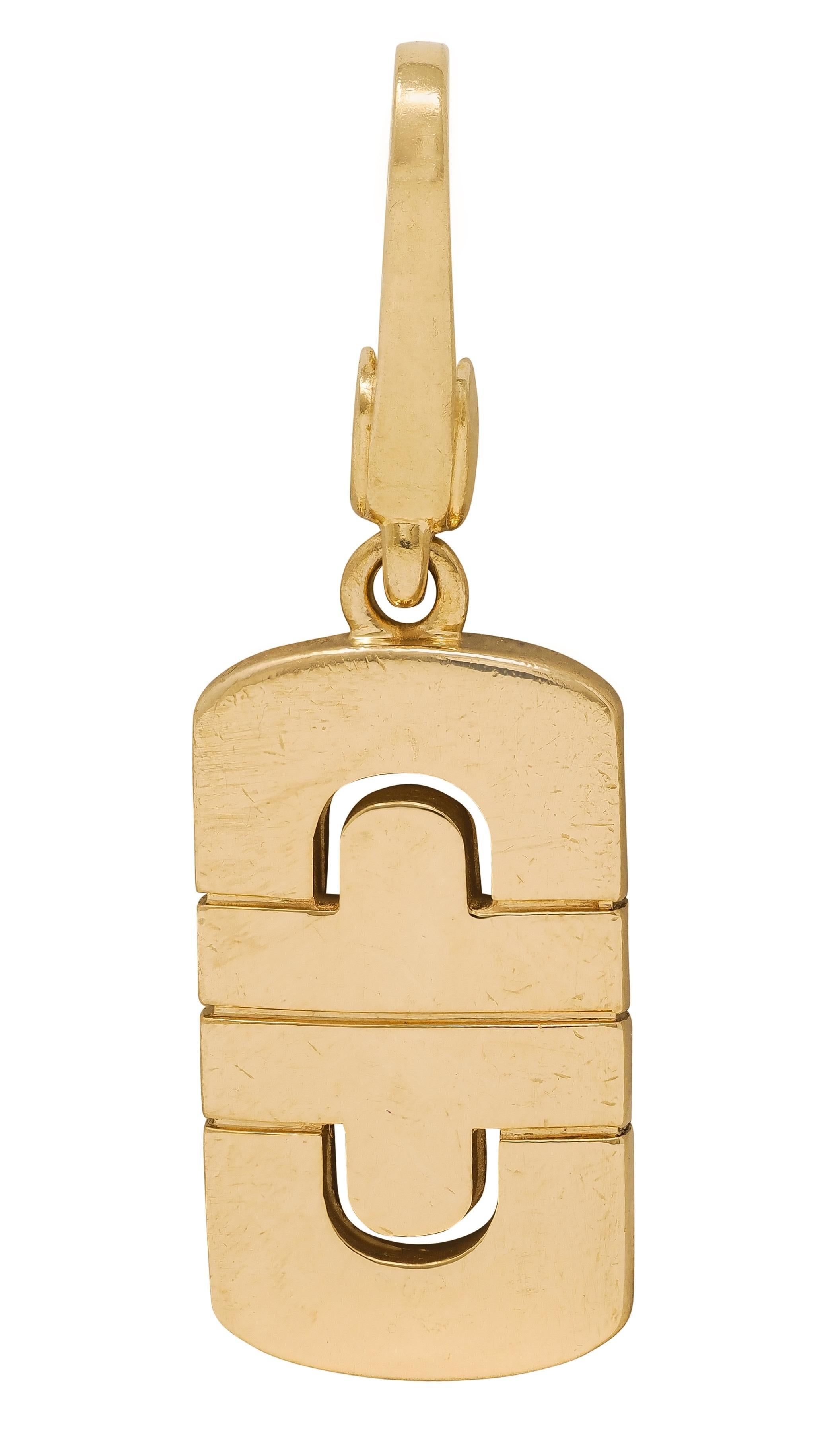 Bulgari 1990's Or Jaune 18 Karat Pendentif Parentesi Vintage Charm en vente