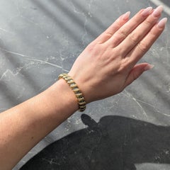 Bulgari 1990's 18K Yellow Gold Stainless Steel Tubogas Vintage Cuff Bracelet