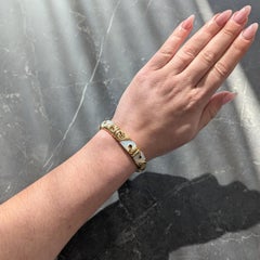 Bulgari 1990's Mother-Of-Pearl 18K Gold Vintage Inlay Passo Doppio Cuff Bracelet