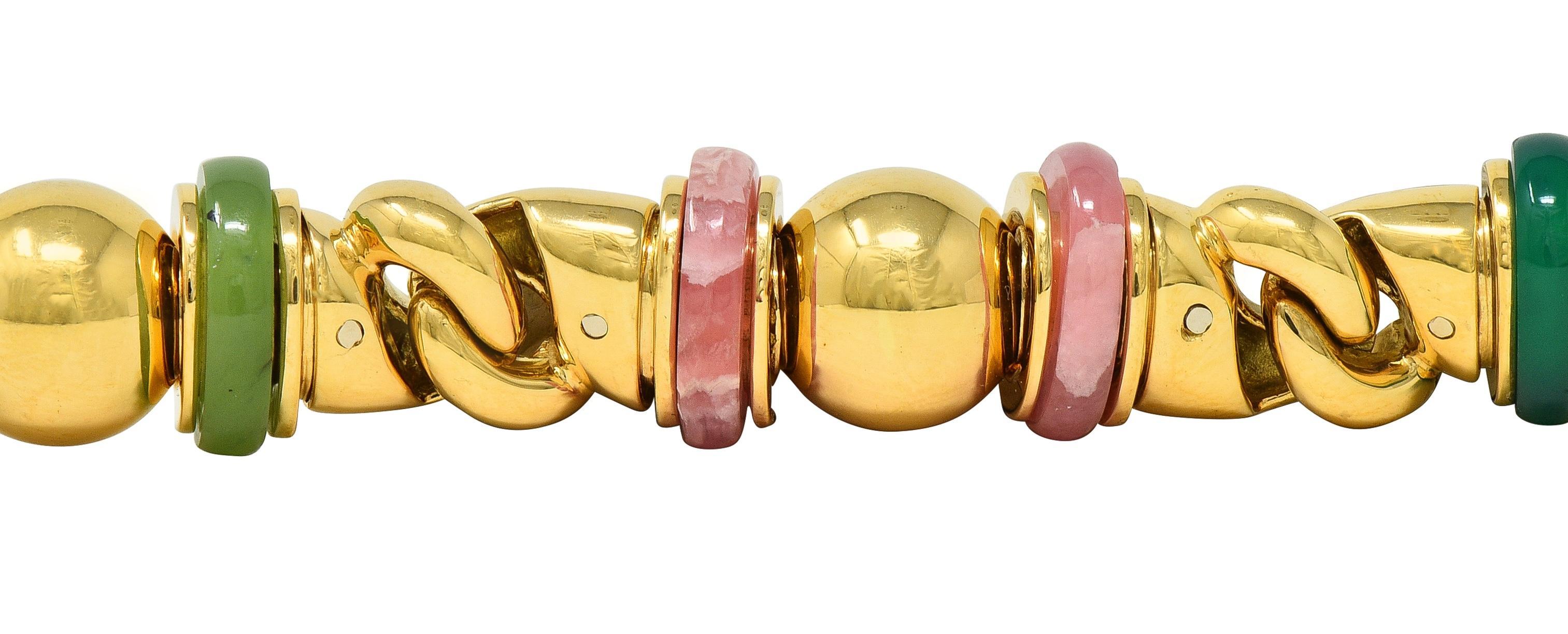 Bulgari 1990's Multi-Gem Gold 18 Karat Yellow Gold Vintage Passo Doppio Link Link en vente 4