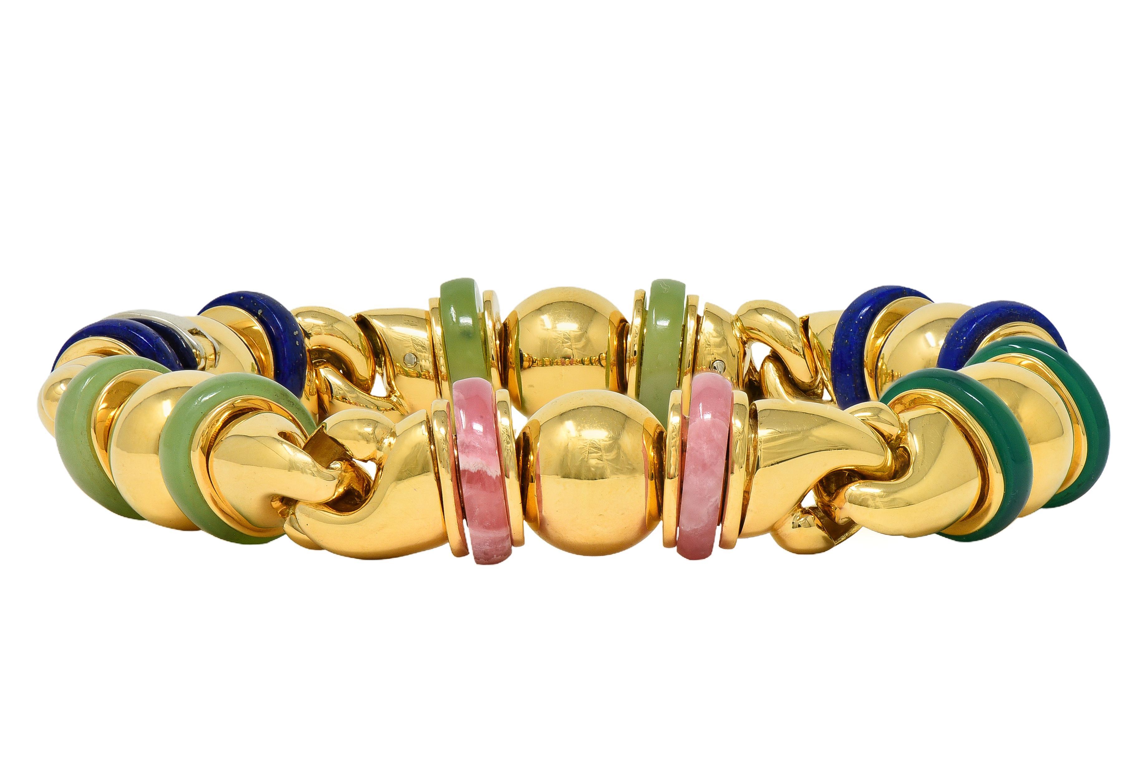 Bulgari 1990's Multi-Gem Gold 18 Karat Yellow Gold Vintage Passo Doppio Link Link en vente 6