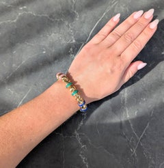 Bulgari 1990's Multi-Gem 18 Karat Yellow Gold Vintage Passo Doppio Link Bracelet