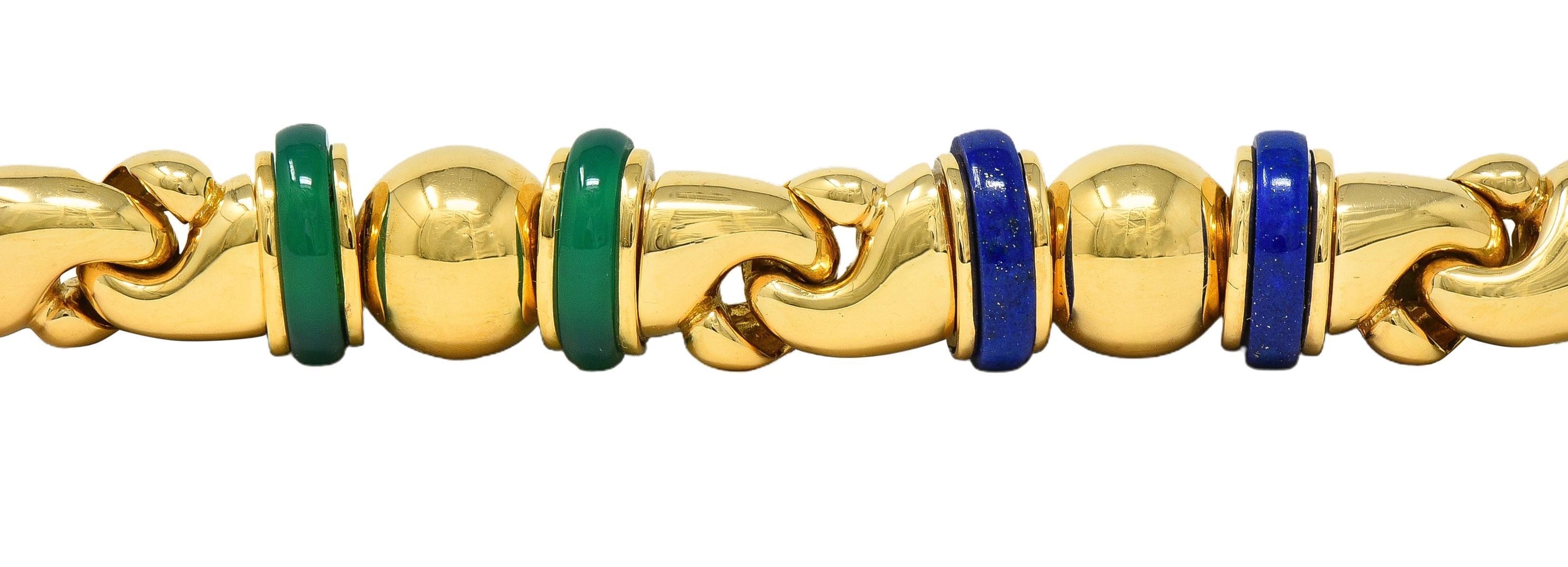 Bulgari 1990's Multi-Gem Gold 18 Karat Yellow Gold Vintage Passo Doppio Link Link Pour femmes en vente