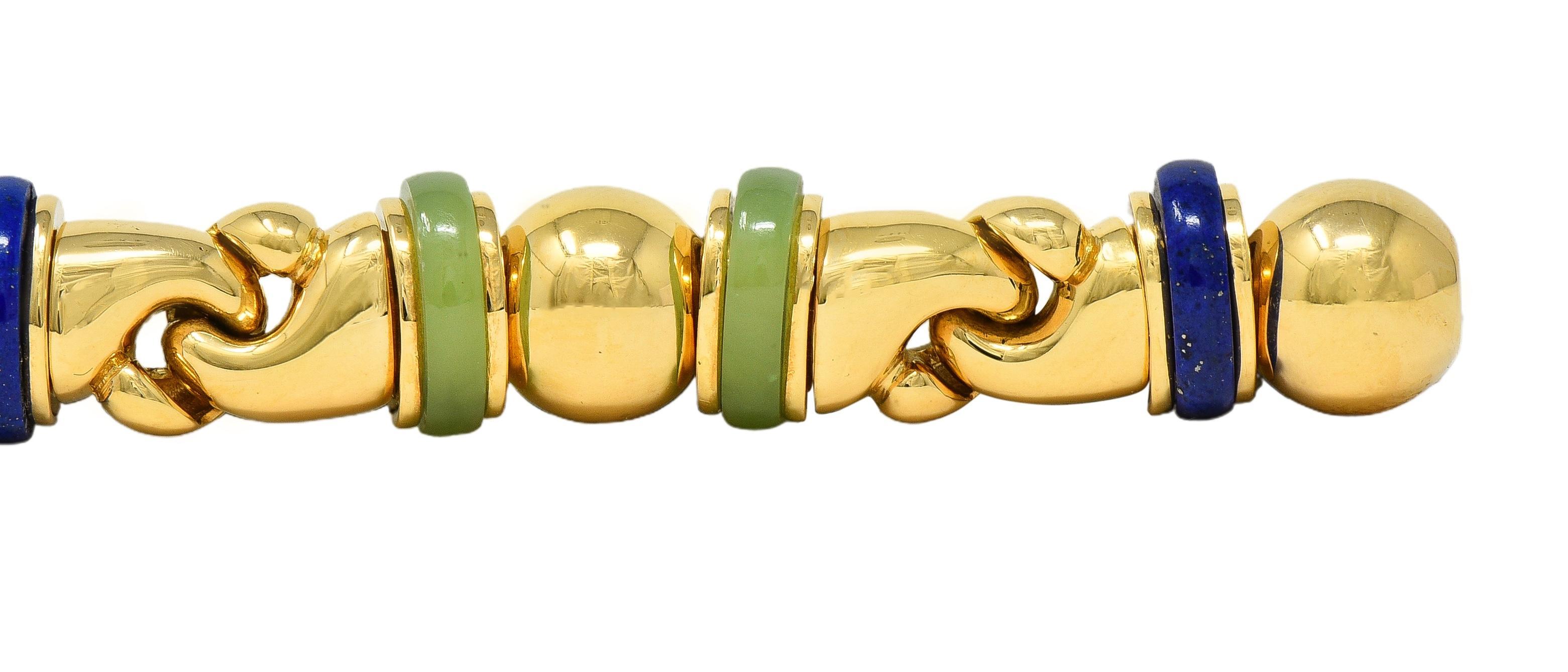 Bulgari 1990's Multi-Gem Gold 18 Karat Yellow Gold Vintage Passo Doppio Link Link en vente 1
