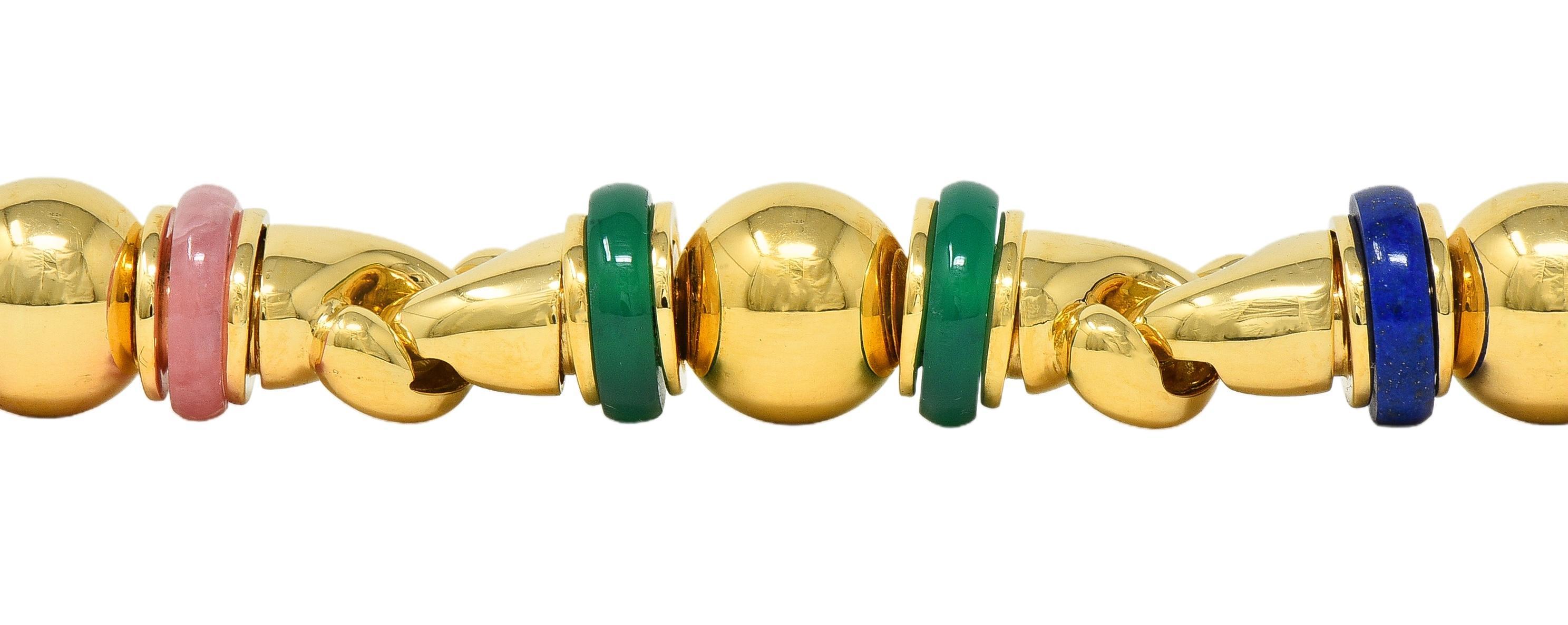 Bulgari 1990's Multi-Gem Gold 18 Karat Yellow Gold Vintage Passo Doppio Link Link en vente 3