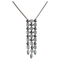 Pendentif Bulgari 1990 en or blanc et diamants longueur réglable