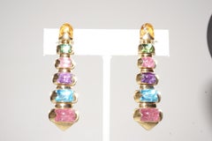 Bulgari 1993 Celtica Multi Gemstone Drop Earrings