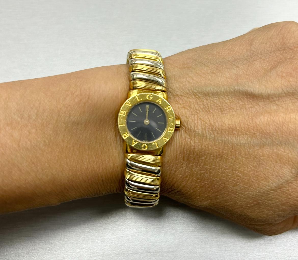 Bulgari, montre-bracelet manchette 18 carats 2 tons Pour femmes en vente