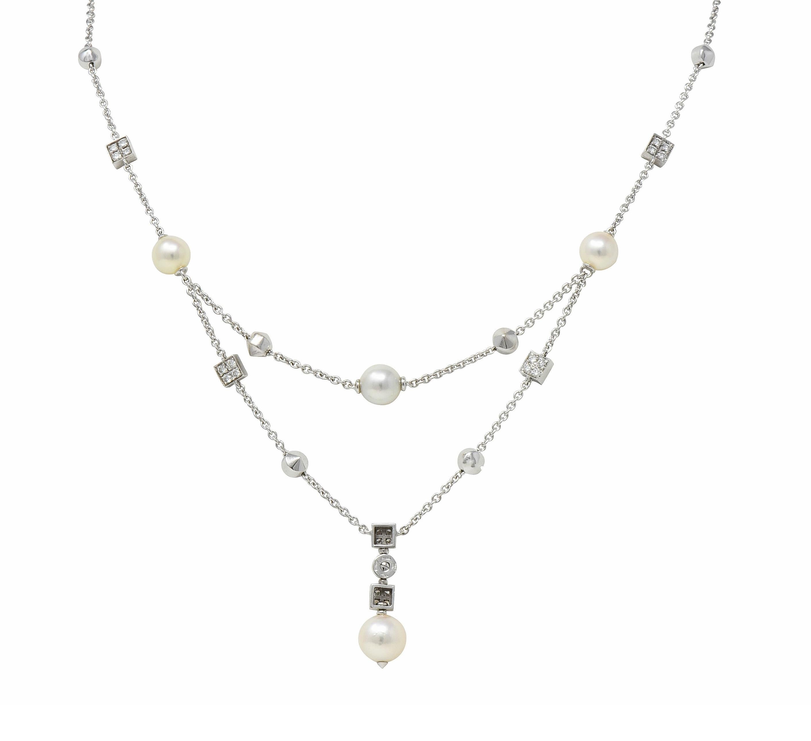 Bulgari 2000 Diamant Perle 18 Karat Weißgold Vintage Y2K Lucia Tropfen-Halskette 1