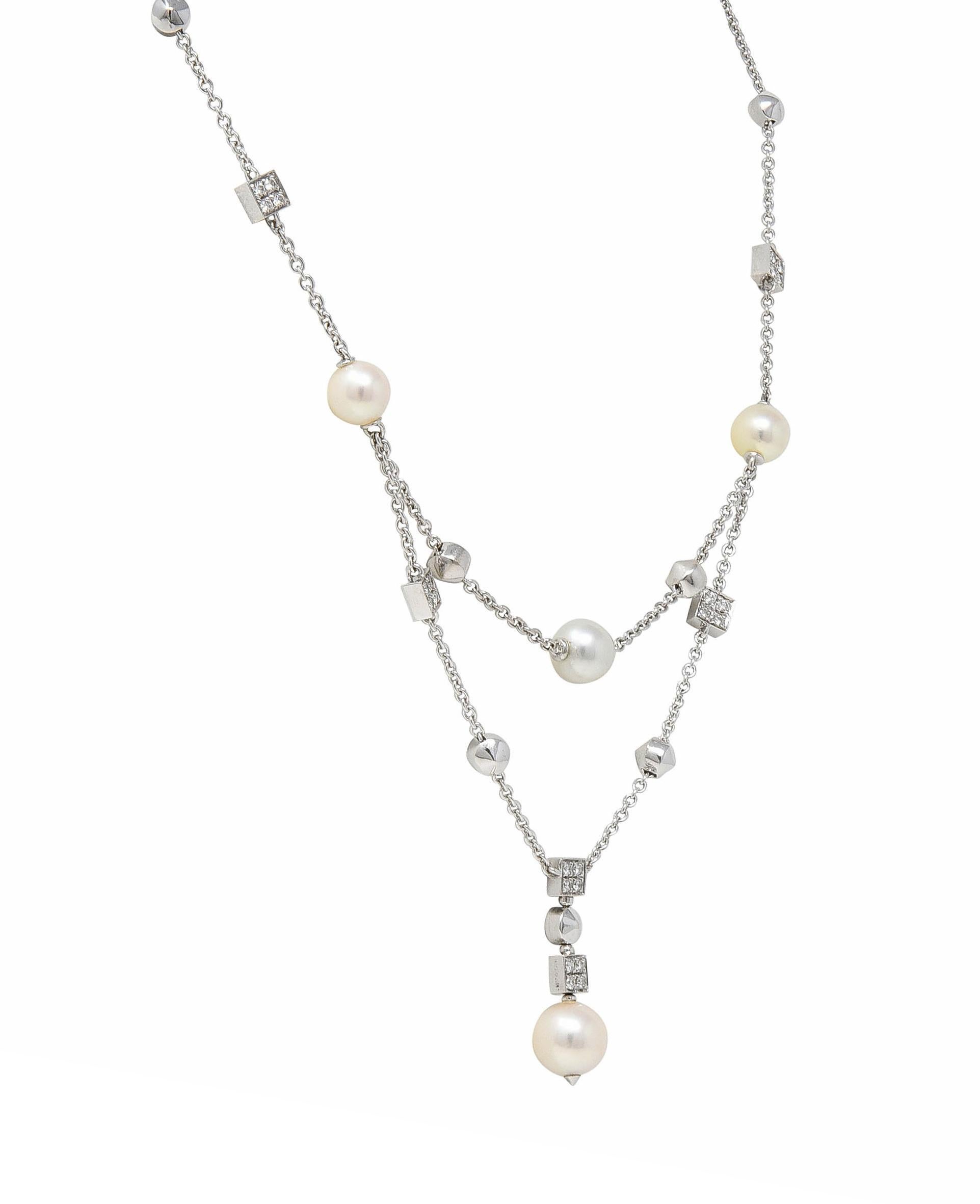Bulgari 2000 Diamant Perle 18 Karat Weißgold Vintage Y2K Lucia Tropfen-Halskette 2