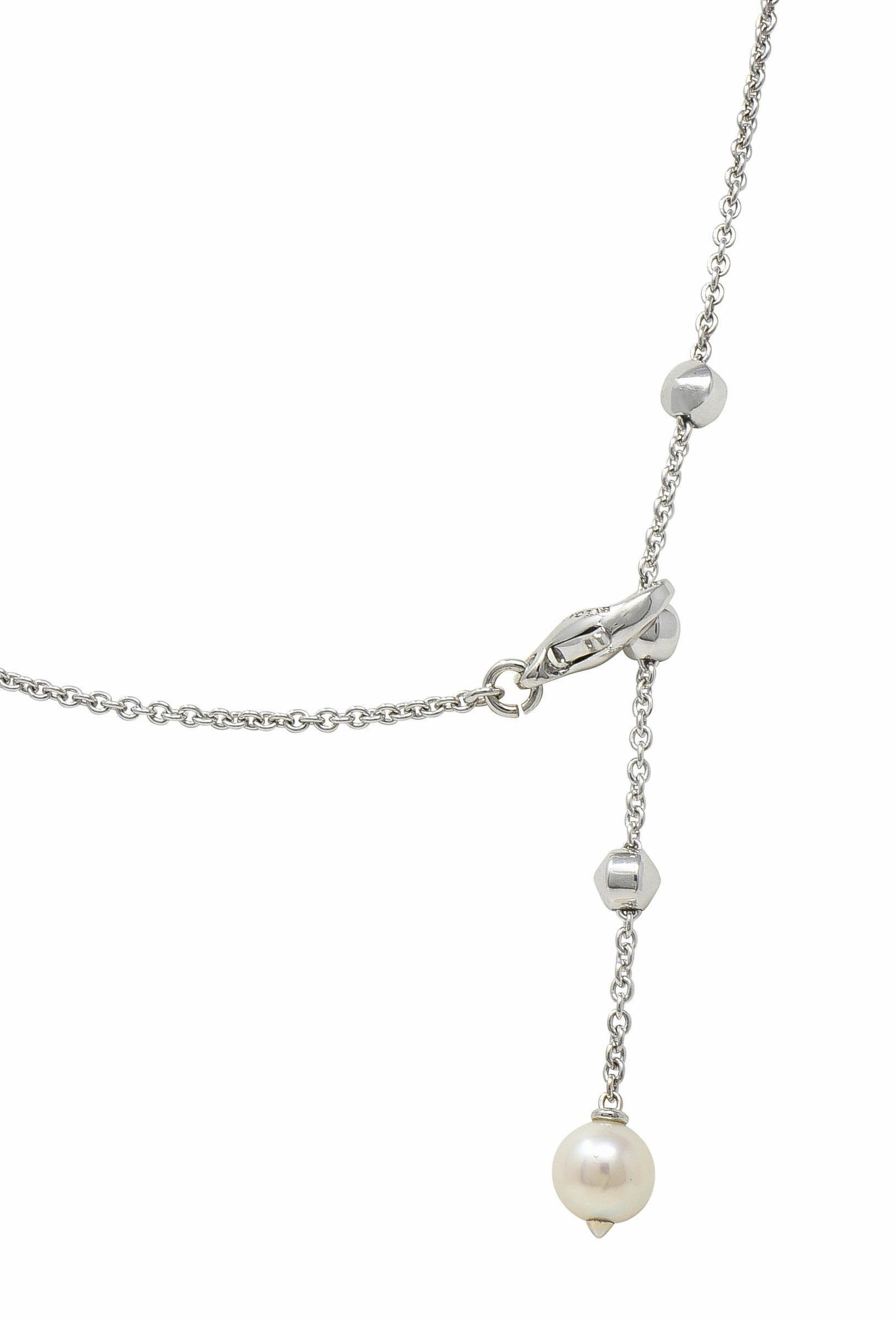 Bulgari 2000 Diamant Perle 18 Karat Weißgold Vintage Y2K Lucia Tropfen-Halskette 5