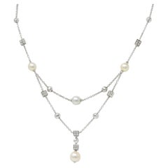 Bulgari 2000 Diamant Perle 18 Karat Weißgold Vintage Y2K Lucia Tropfen-Halskette