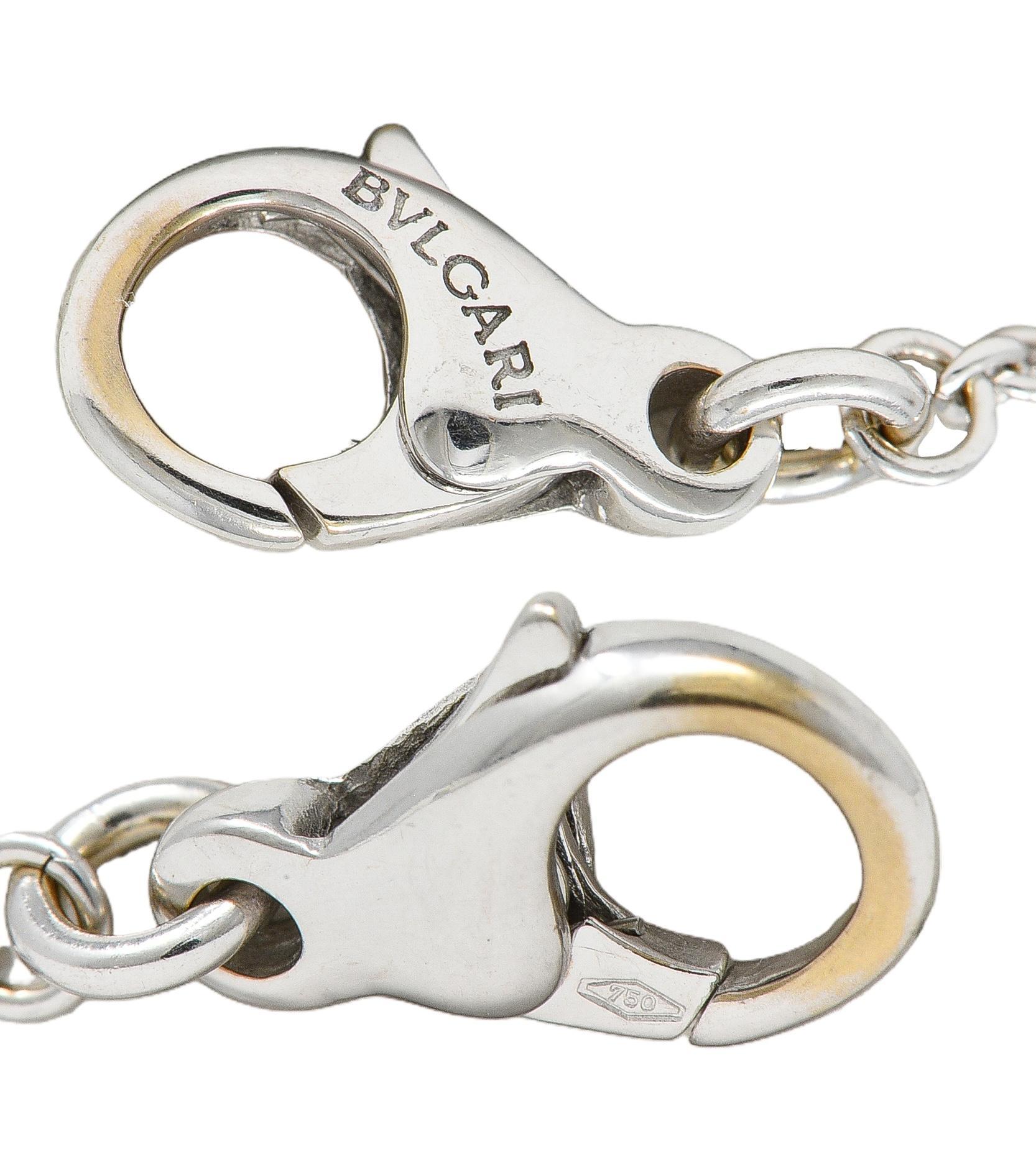 Bulgari 2000 Multi-Gem Diamond 18 Karat White Gold Allegra Drop Station Necklace For Sale 2