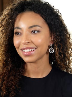 Bulgari 2000's Diamond Ceramic 18 Karat White Gold Cerchi Astrale Drop Earrings