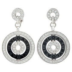 Bulgari 2000
s Diamond Ceramic 18 Karat White Gold Cerchi Astrale Drop Earrings