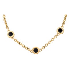 Bulgari 2000's Onyx 18 Karat Yellow Gold Station Necklace